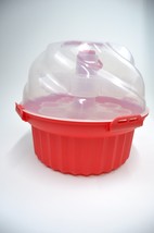 Red Cupcake Carrier Holder with Lid &amp; Handle - 24-Cupcake Capacity - EUC! - £19.65 GBP