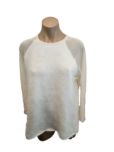 GIAMBATTISTA VALLI White Cashmere Crew Neck Sweater with Sheer Sleeves -... - $459.99