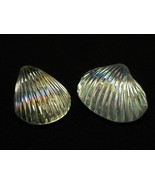 Set of 2 Glass Sea Shell Paperweights, Aquarium Decor, Iridescent, Clam ... - €25,19 EUR