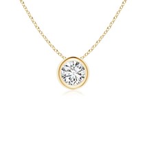 ANGARA 4.1mm Natural Round H SI2 Diamond Pendant Necklace in 18K Solid Gold - £404.93 GBP