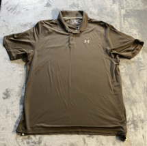 Under Armour Polo Golf Shirt Men&#39;s 2XL Loose Short Sleeve Heat Gear  Brown - £12.11 GBP