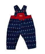 Vintage OshKosh BGosh Infant Girls Blue &amp; Red Floral Corduroy Overalls - $38.40