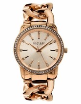 NEW SO &amp; CO New York 5071.4 Womens SoHo Crystal Bezel RoseGold Twist Chain Watch - £38.92 GBP