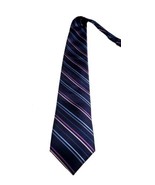 English Laundry Men&#39;s Skinny Silk Necktie  Striped Navy Blue Purple Lave... - $13.03 CAD