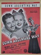 &quot;Down Argentina Way&quot; Don Ameche Betty Grable Carmen Miranda 1940 sheet music-VTG - $8.89