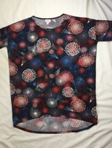 LulaRoe Irma Shirt L Large Fireworks Vintage Black Americana Top 4th Of July - £15.30 GBP