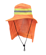 Orange Hi Vis Reflective Safety Boonie Neck Flap Cover Work Hat Wide Brim - $16.65 CAD
