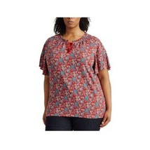Lauren by Ralph Lauren Women Plus 3X Red Floral Short Sleeve Top NWT Z88 - £34.78 GBP