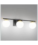 Ralbay Black and Gold Bathroom Lights 3-Light Modern Milky Glass Vanity ... - $56.83