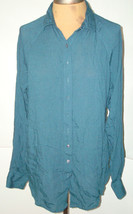 New Womens NWT PrAna Petrol Blue Hele Mai Top Button Down M Dark Modal Pockets  - $108.90