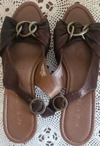 Nine West ~ O-Marigold ~ Brown ~ Leather ~ Women&#39;s Size 9M ~ Wedge Sandals - £17.89 GBP