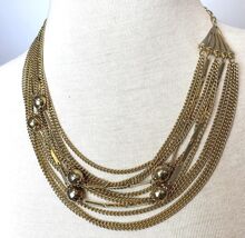 Vintage Gold-Tone 11-Tier Layered Chain Cluster Necklace - $12.34