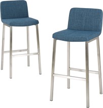 Christopher Knight Home Sabiniano Fabric Barstools, 2-Pcs Set, Blue - £154.71 GBP