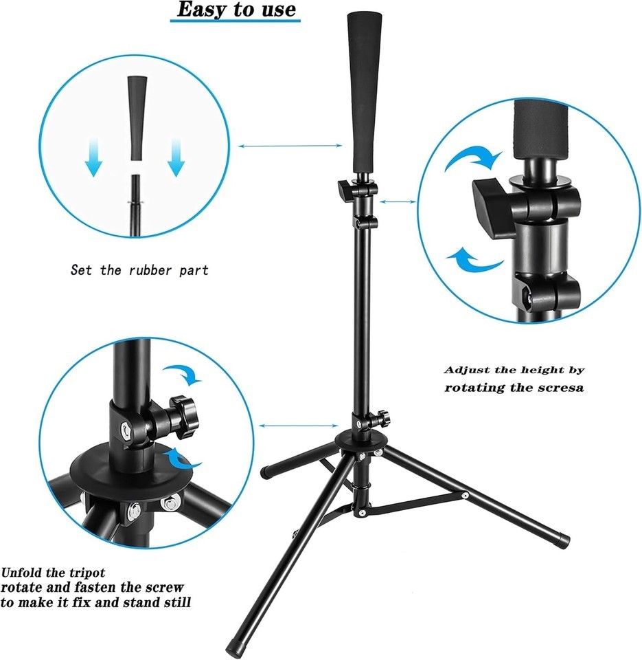 Portable Baseball Tee & Tripod Stand - Height Adjustable for Batting Practice Item image 8