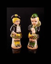 Antique Irish Boy &amp; Girl Figurines  - Vintage Good luck gift  Irish kilt sporran - £98.77 GBP