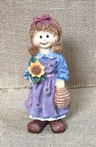 Sweet Girl Holding Sunflower And Beehive Resin Figurine Spring Summer Decor - £9.55 GBP