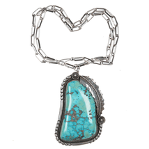 Huge Vintage Ivan V Navajo Turquoise silver pendant/necklace - £709.98 GBP