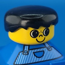 Lego Duplo 2x2 Base Brick Blue Striped Overalls Black Hair Freckles Minifigure - £4.42 GBP
