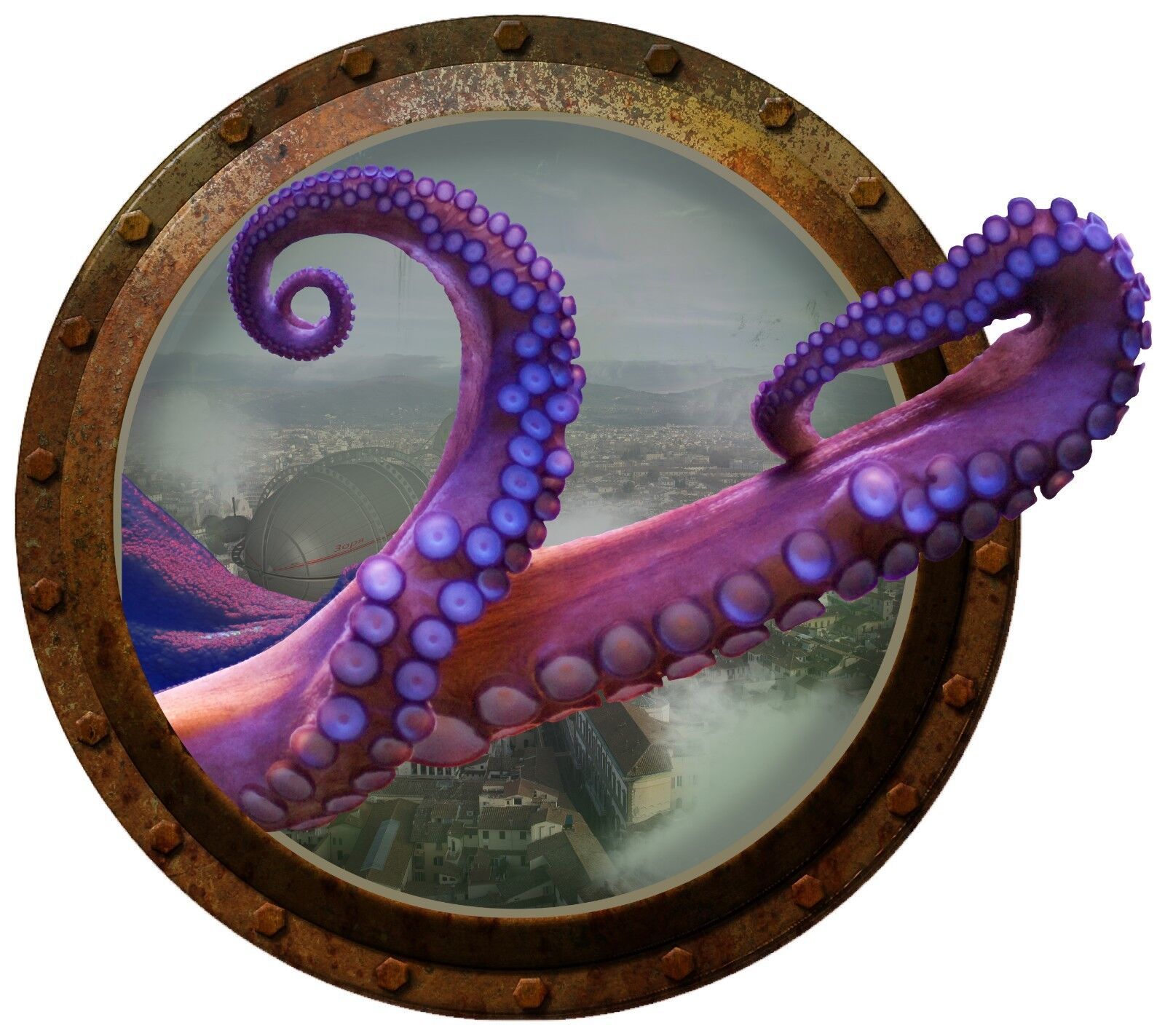 Steampunk Octopus Porthole Wall Decal - $11.88 - $41.58