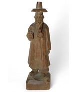 Vintage Hand-Carved Wooden Korean Scholar Figurine With Traditional Hat - $327.82 MXN