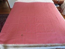 3931. 1/4&quot; Red &amp; White Cotton Or Blend Gingham Check Fabric - 60&quot; X 1-5/8 Yds. - £6.43 GBP