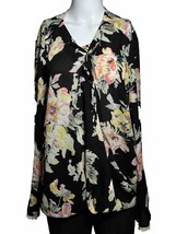Paparazzy Womens XL Black Bouson Floral Shirt Bell Sleeves Bohemian Boho... - $18.19