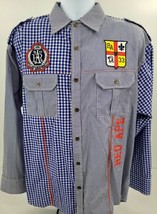 Red Ape Men&#39;s Long Sleeve Button Down Blue Checked Casual Shirt Size Large - £16.73 GBP