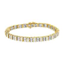 Stunning 10k Yellow Gold Cttw Alternating Baguette Tennis Bracelet - £3,561.82 GBP