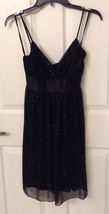 Black With Gold Sparkles Spaghetti Strap Lined Dress W Tie Back Bow Girl... - $17.58