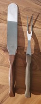 Cutco Lot Of 2 Icing Spreader Knife No. 28 Carving Fork #26 Brown Wood H... - $25.73
