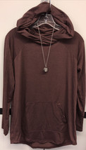 Nwt Lu La Roe Medium Solid Merlot Maroon Jersey Knit Amber Hooded Sweatshirt - £29.74 GBP