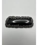 Huge Vintage Sterling Silver Onyx Marcasite Laurel Leaf Brooch 7.5cm BB1 - $1,974.05 MXN