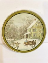 Vintage Currier and Ives The American Homestead Empty Round Tin Winter - £10.07 GBP