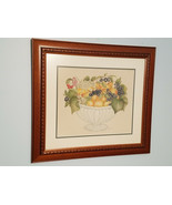 American Folk Art Bowl of Fruit Framed Theorem Painting Print By J. Blair - £31.51 GBP