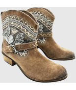 Naughty Monkey womens Deco Stych Ankle Bootie Taupe Leather NMBT0153 sz 10 - €36,51 EUR