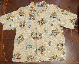 Disney Men&#39;s Mickey Mouse Tropical Print On The Beach Hawaiian Shirt Size Large - £23.49 GBP