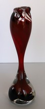Vtg Bud Vase Blood Red Swirl Art Glass Murano Look Signed P. Ziake - $39.99