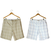 NWT Champions Tour Official PGA Men plaid Golf Flat Front Shorts Pants Whike/tan - £23.88 GBP