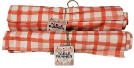 Table Runner Orange Fall Plaid Pattern Checker 48&quot;×12&quot; Lot of 2 New - £7.39 GBP