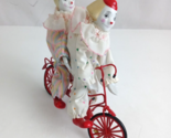 Vintage Enesco 1985 Porcelain Clown Dolls Riding Bicycle 7.25&quot; Figurine - $19.39