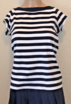 Dressbarn Women’s Navy &amp; White Striped T-Shirt Size M - £13.52 GBP