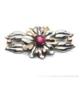 Retro Sterling Silver Rose Gold Pin 1930s-50s Kreisler Pink Stone Center - £40.28 GBP