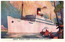 Great White Fleet United Fruit Company 1940s Linen Postcard - £27.69 GBP