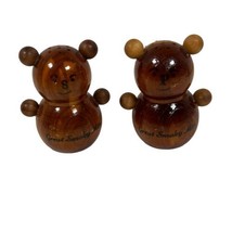Vintage Great Smoky Mountains Bear Salt And Pepper Shakers Souvenir Gift Carved - £14.93 GBP
