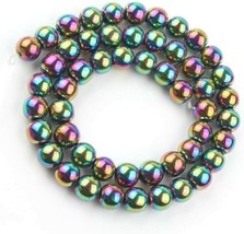 10 Rainbow Hematite Beads 6mm Round Shiny Jewelry Making Supplies Set - £3.10 GBP