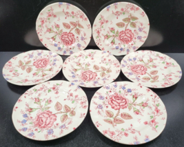 (7) Johnson Brothers Rose Chintz Pink Bread Butter Plates Vintage Floral England - £46.20 GBP