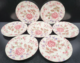 (7) Johnson Brothers Rose Chintz Pink Bread Butter Plates Vintage Floral England - £46.52 GBP