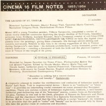 1956 Cinema 16 Film Notes Ursula Disorder Baratier Spills &amp; Chills Origi... - $556.20 MXN