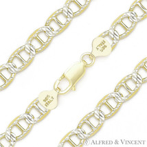 9mm Mariner Pave Link .925 Sterling Silver 14k Yellow Gold-Plated Chain Bracelet - £50.11 GBP+
