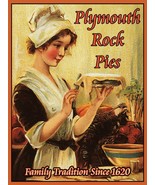 Plymouth Rock Pies Family Tradition Since 1620 Harvest Fall Metal Sign - £19.88 GBP